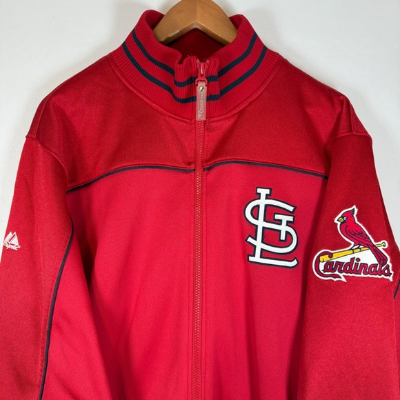 VTG Majestic St Louis Cardinals MLB Authentic Collection Track Jacket Red‎ L
